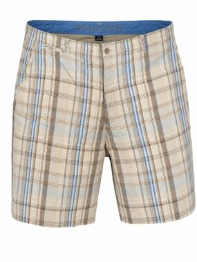 Madison Men's Plaid Flat Front Shorts Size 40 Blue Tan 100% Cotton